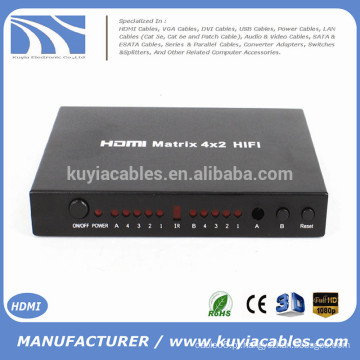 4 em 2 out 4 * 2 Matriz HDMI com conversor de controle remoto
